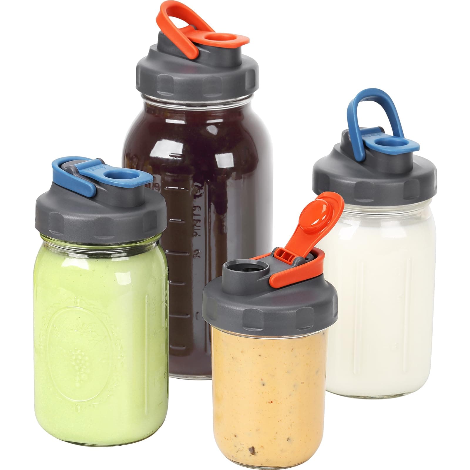 SOLIGT 4 Pack Ball Brand Mason Jar Lids, Wide Mouth Pour Spouts for Salad Dressing & Food Storage
