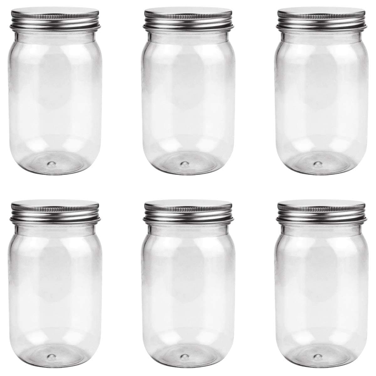 Refillable 16 Oz Clear Plastic Mason Jars for Storage Home Kitchen