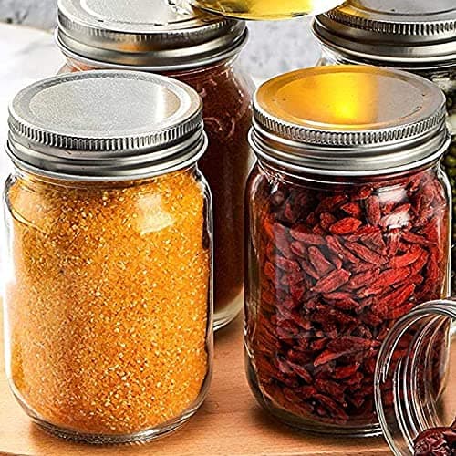 Accguan Mason Jars 16 oz, 12-Pack with Lids & Bands, 16 Labels Included