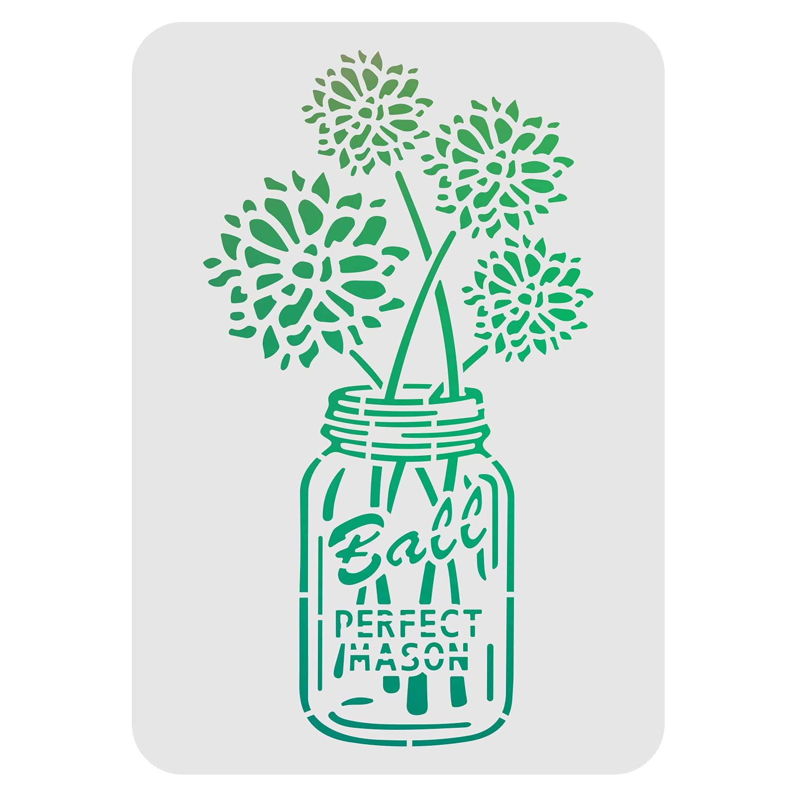 FINGERINSPIRE Mason Jar Floral Stencil 29.7x21cm Plastic Reusable Drawing Stencils