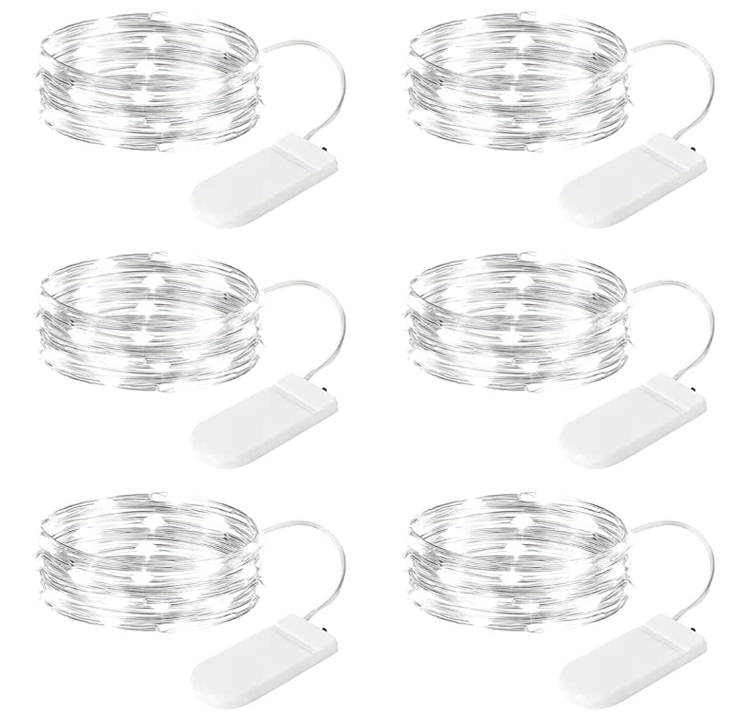 Battery Operated 7ft 20 LED Silver Wire Fairy Lights - Waterproof for DIY & Weddings