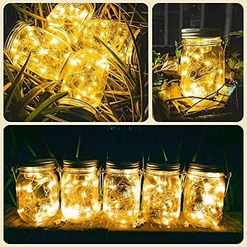 8 Pack 20 LED Waterproof Fairy Jar Lids String Lights - Warm White
