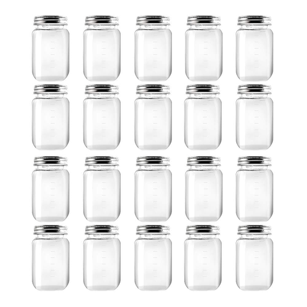 Novelinks 16 Ounce Clear Plastic Jars - BPA Free, Refillable Kitchen Storage Containers (20 Pack)