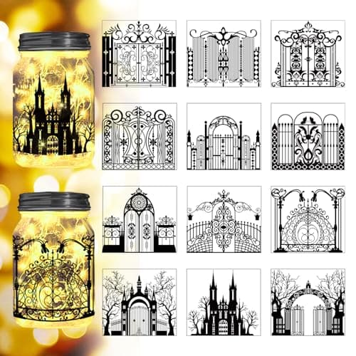Reusable Forest Silhouette Jar Decals, 12Pcs DIY Craft Kit for Jars & Mason Can — Vintage Door