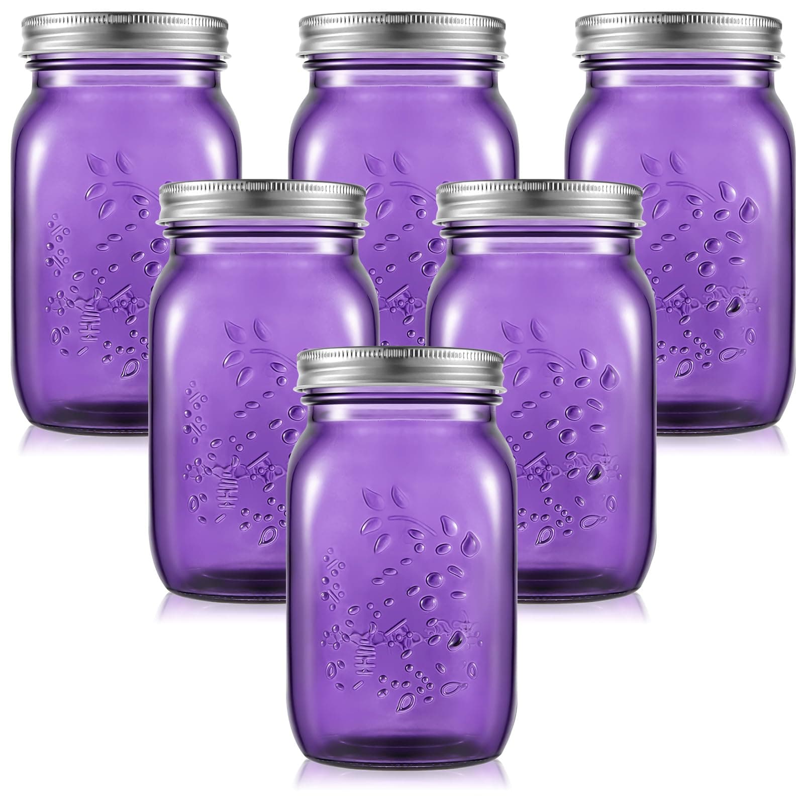 Tessco Purple 16 oz Colored Mason Jars with Lids for Crafts & Storage