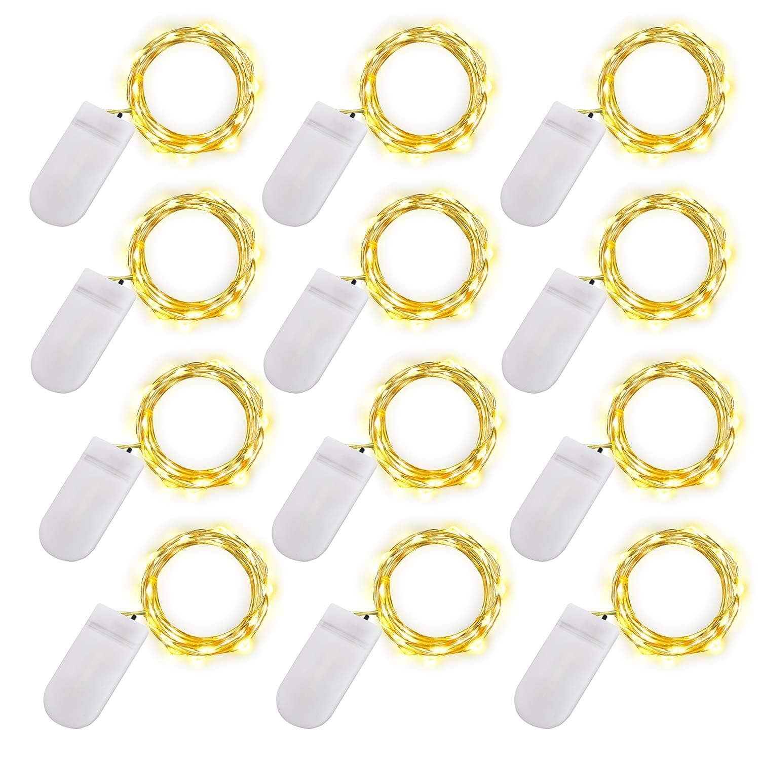 Battery Operated Warm White Fairy Lights, 7ft 12-Pack Mini String Lights