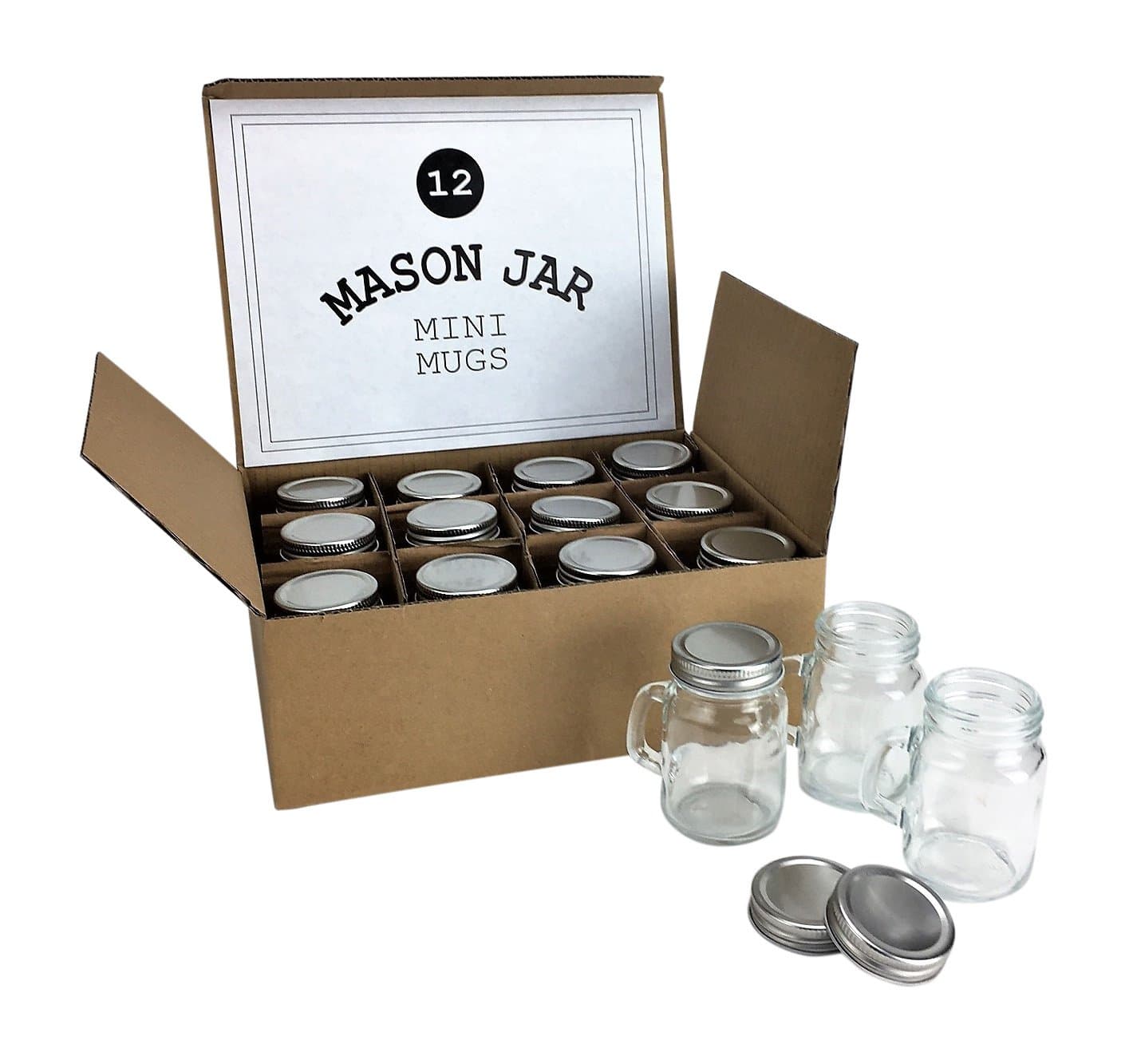 12-Piece Mini Mason Jar Mug Set - 4oz With Handles & Leak-Proof Lids - Perfect For Gifts & Crafts