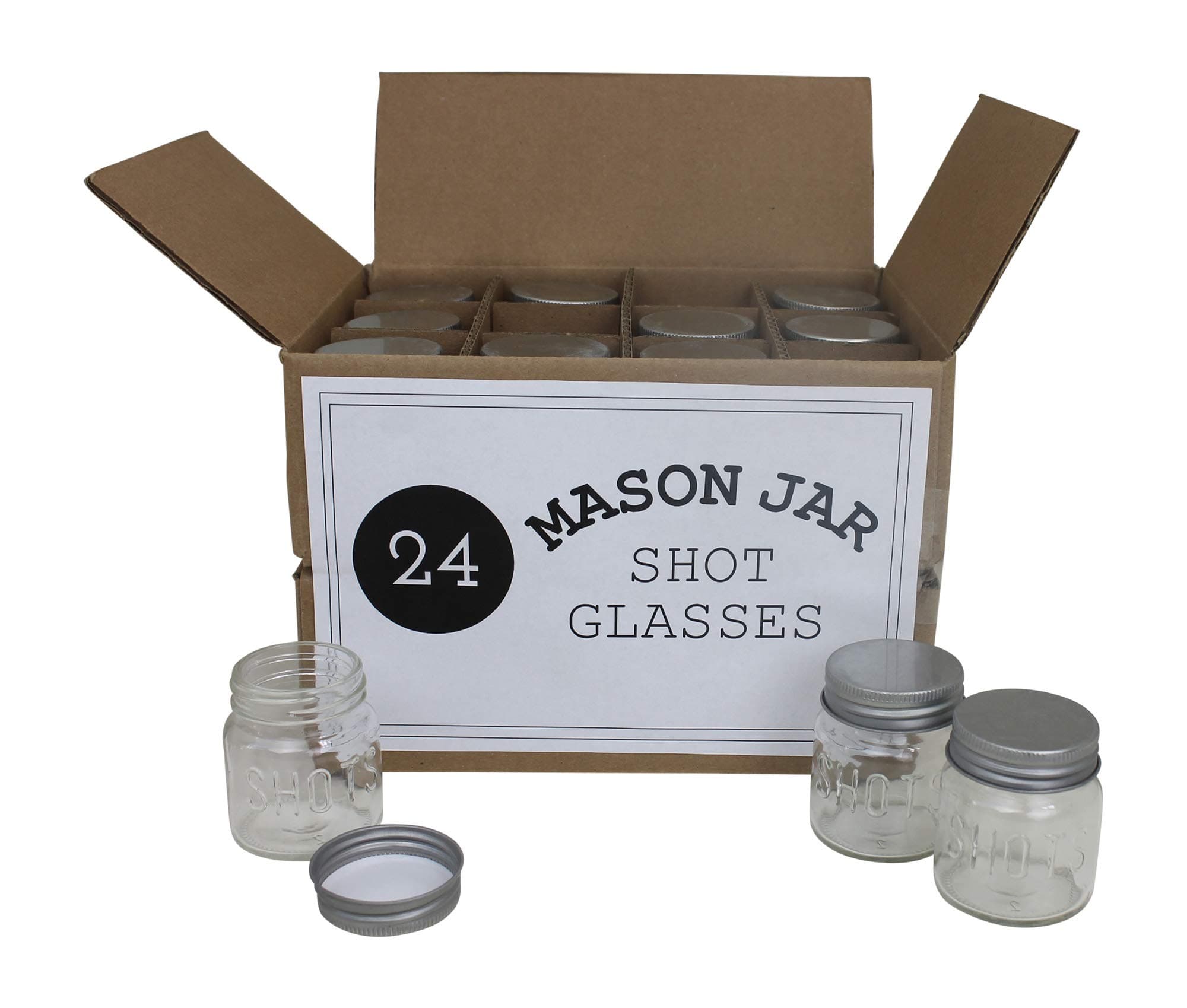 24-Piece Mason Jar Shot Glasses, 2 oz, Leak-Proof Lids - Perfect for Shots, Drinks, and More