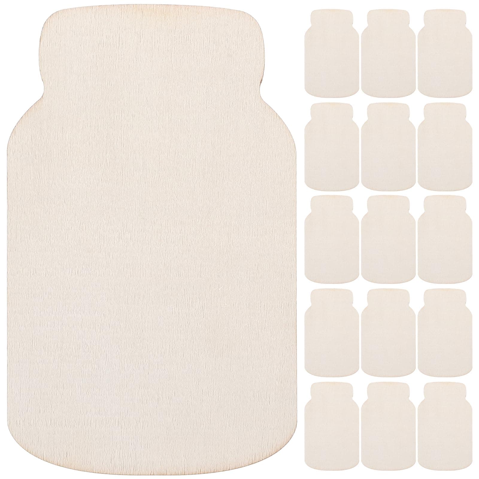 24pcs Unfinished Wooden Mason Jar Signage for DIY Crafts