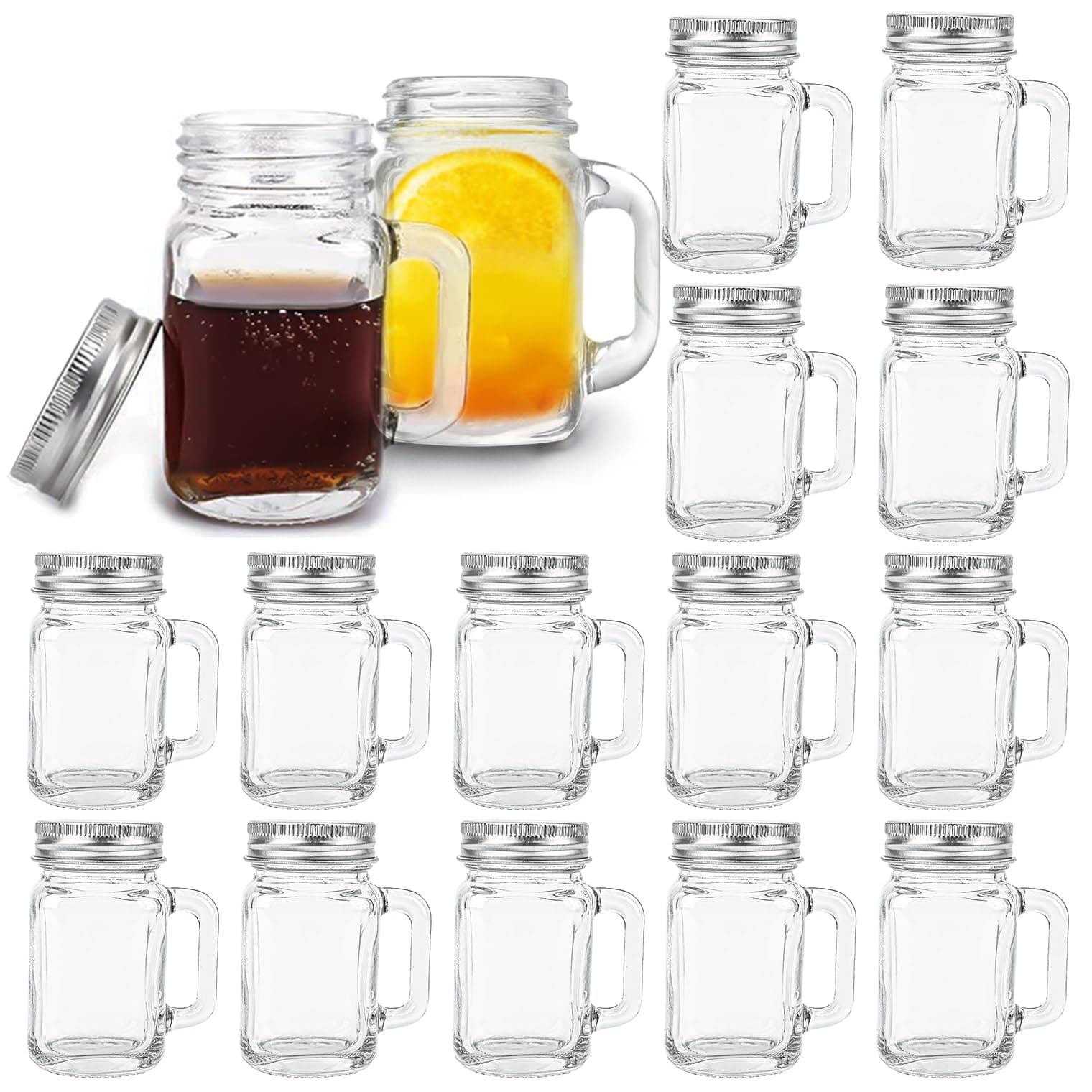 Kingrol 16 Pack 2 oz Mini Mason Jar Shot Glasses with Lids