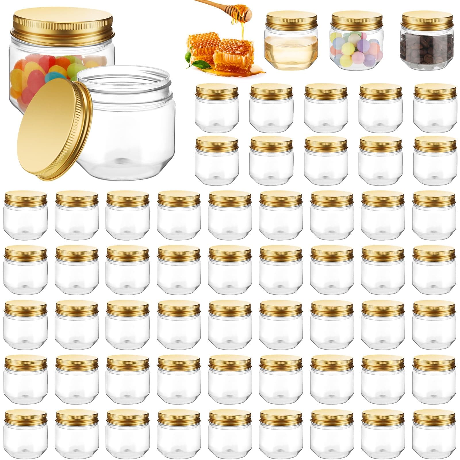 Tanlade Gold 60pcs 3oz Clear Mason Jars with Lids Bulk Storage Containers