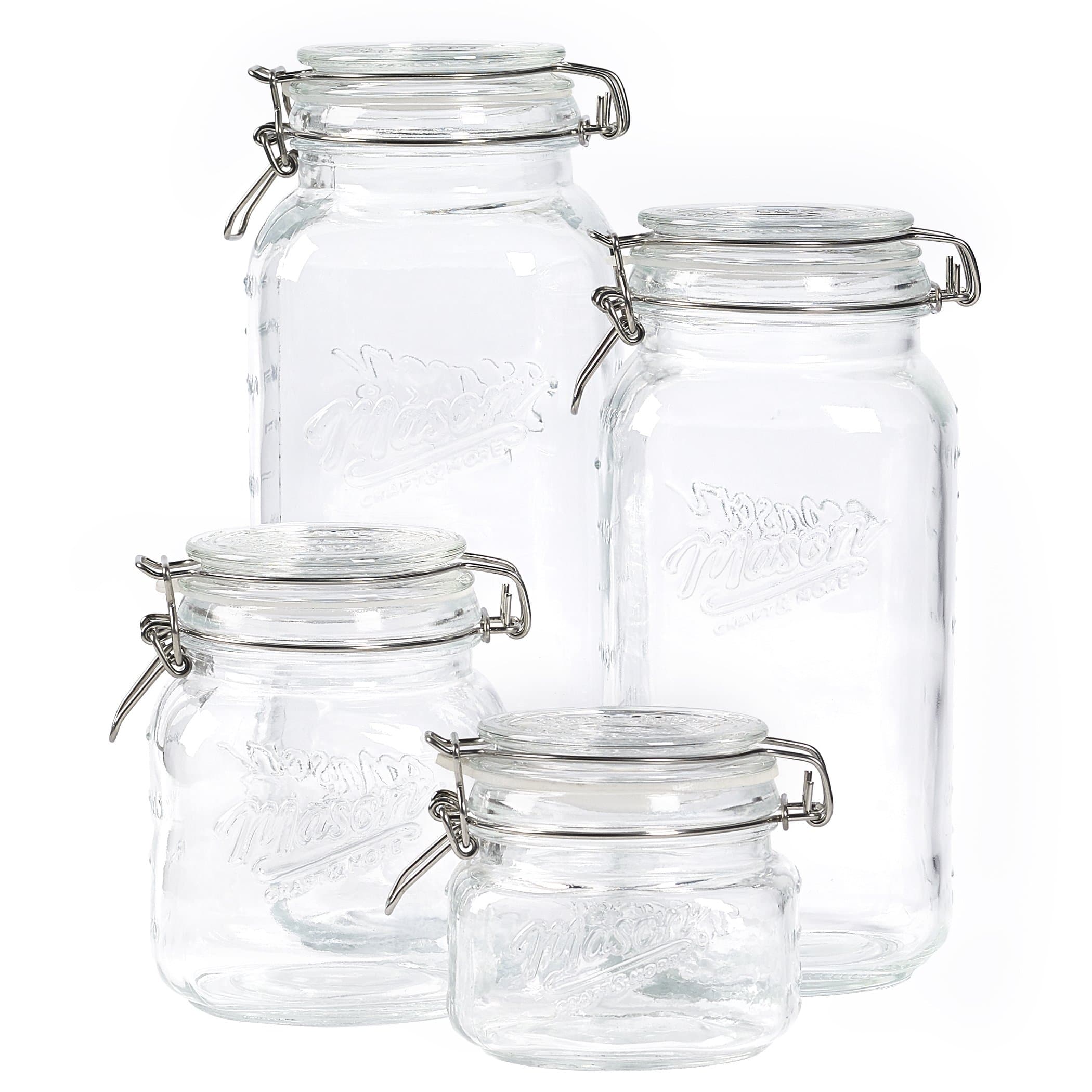 Airtight Kitchen Food Storage Clear Glass Clamp Jars by Mason Craft & More