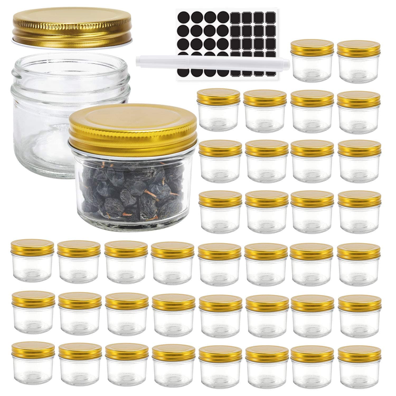 STARSIDE Canning Jars for Jam and Honey
| Perfect Mason Jars for Candies and Wedding Favors
| STARSIDE Glass Jars with Gold Lids for Decorations