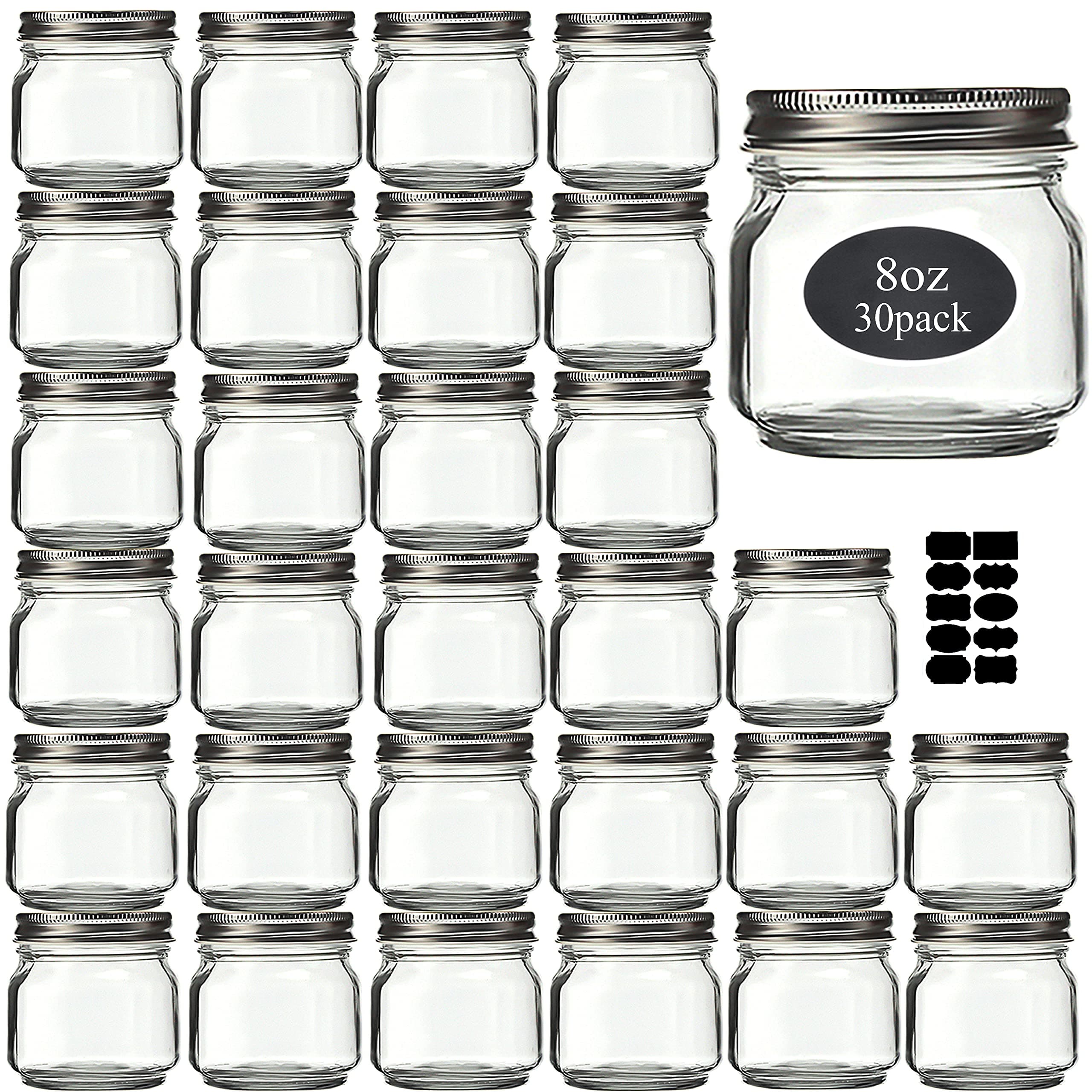 8 oz 30 Pack Small Mason Jars Silver Lids Spices Glass
