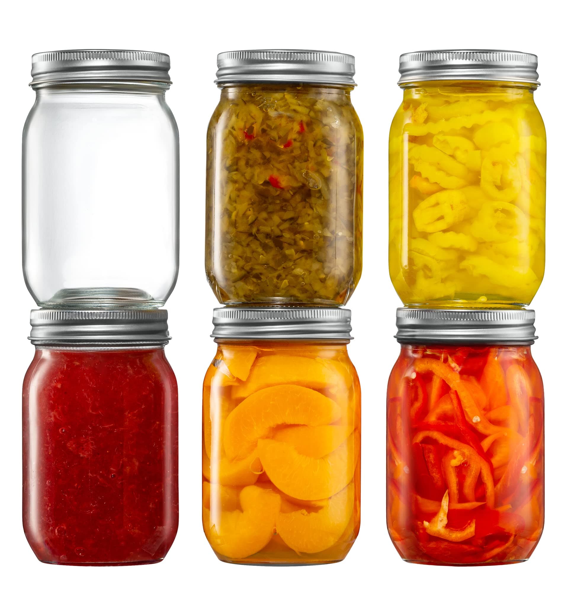 6-Pack 16 oz. Glass Mason Jars with Airtight Lids for Canning & Meal Prep