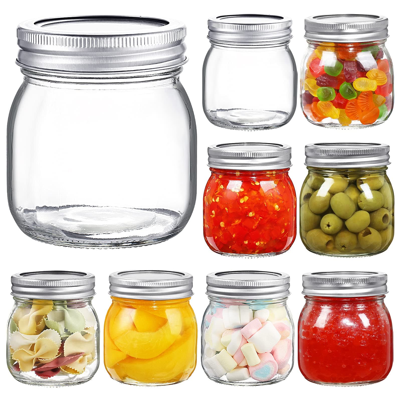 YEBODA 9 Pack Wide Mouth Mason Jars, 10 oz, Glass Canning Jars