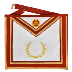 Royal Arch Chapter Apron - Red Velvet With Gold Embroided Emblem & Braid