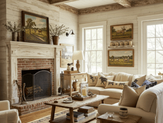 Americana Style Farmhouse Living Room Makeover