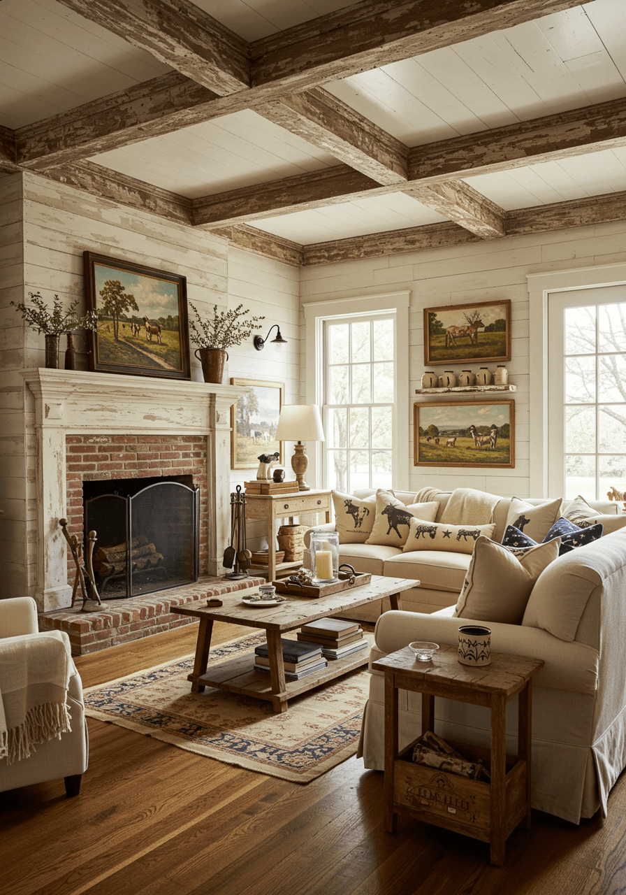 Americana Style Farmhouse Living Room Makeover
