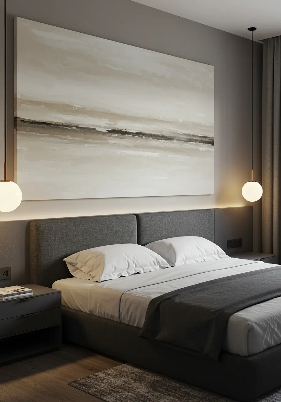 Modern Luxury Bedroom Wall Art | Neutral Tones